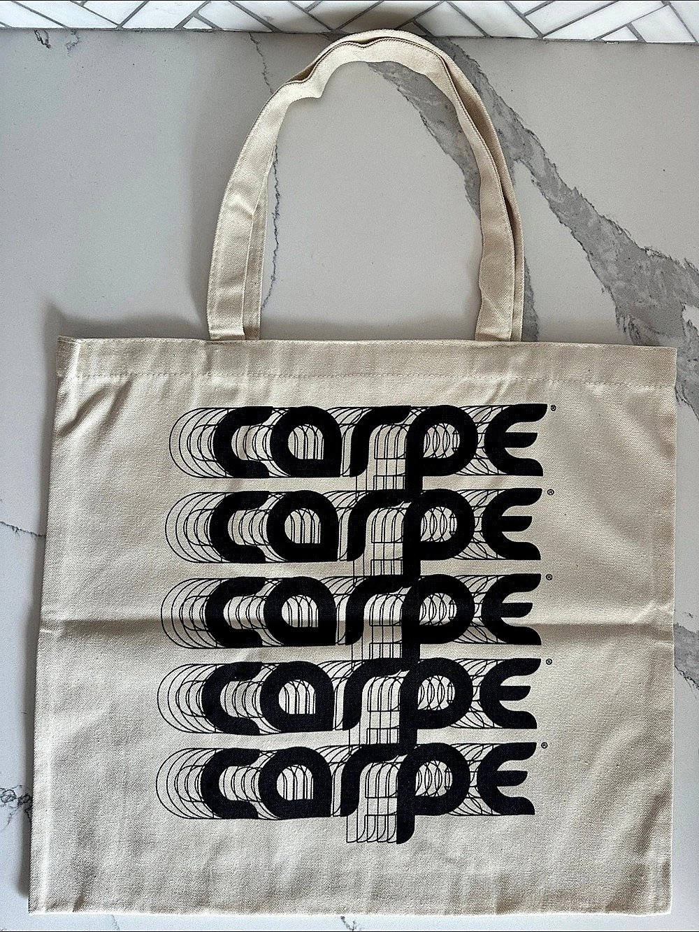 Carpe Canvas Logo Tote in Cream NWT